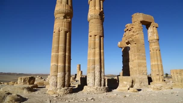 Antico Tempio Dei Faraoni Neri Nel Mezzo Del Deserto Berenice — Video Stock