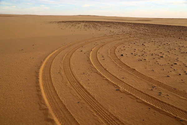 Middle Desert Rock Track Concept Wild Nature Scenic Land — Stock Photo, Image