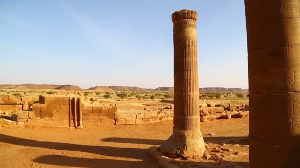 Metraje Musawwarat Sufra Antiguo Templo Faraones Negros Medio Del Desierto — Vídeos de Stock