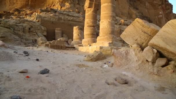 Antico Tempio Dei Faraoni Neri Nel Mezzo Del Deserto Berenice — Video Stock