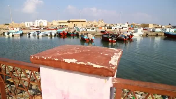 Alte Schiffe Und Boote Ägyptischen Hafen — Stockvideo