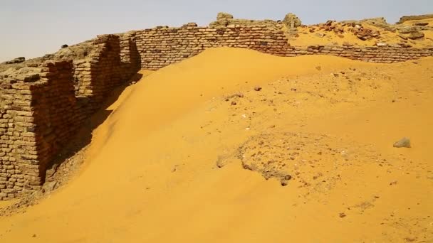 Materiał Miasta Starodawny Stary Dongada Nubijczycy Pobliżu Nilo Afryce Sudan — Wideo stockowe