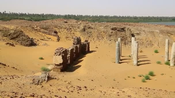 Кадри Старі Dongada Античні Міста Nubians Поблизу Нило Африки Судану — стокове відео