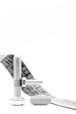 set of screw in the white space like abstract concept of male erction and enlarge penis and medicine
