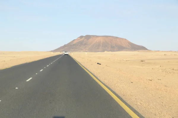 Africa Sudana Strada Nel Deserto Nubiano Concetto Selvaggio Avventuriero — Foto Stock