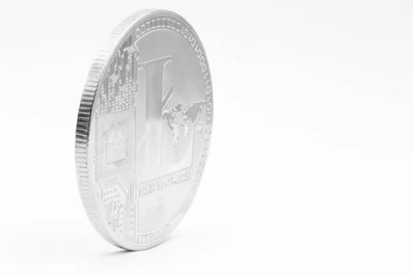 Witte Achtergrond Kopieer Ruimte Munt Van Litecoin Als Concept Van — Stockfoto