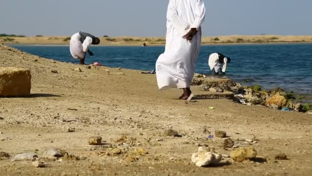 Scenic View People Fishing Red Sea — Stock Video