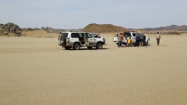 Невідомі Автомобіля Пустелі Судан Африка — стокове відео