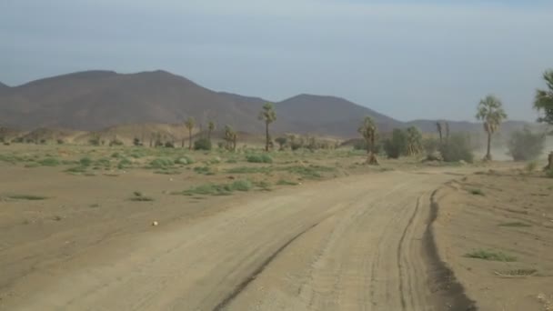 아프리카의 사막에서에서 미확인된 자동차 — 비디오