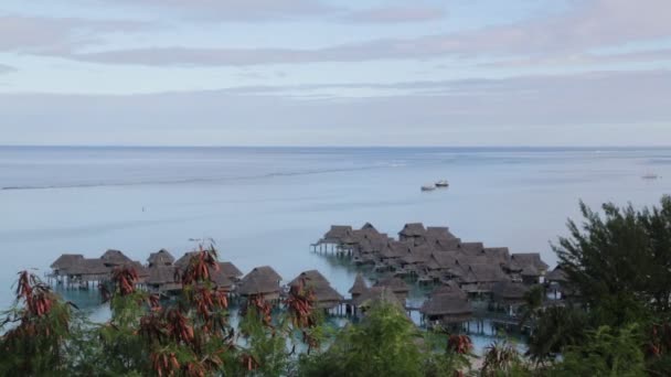 ボラボラの海岸線のラグーンの眺め — ストック動画