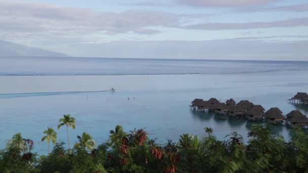 Het Uitzicht Kustlijn Lagune Bora Bora — Stockvideo