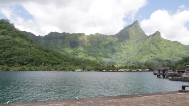 Utsikten Kusten Lagunen Bora Bora — Stockvideo