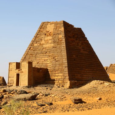 in africa sudan meroe the antique pyramids of the black pharaohs in the middle of the deser clipart