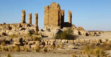 Afrika sudan soleb çöl ortasında siyah Firavunlar antik Tapınağı