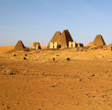 in africa sudan meroe the antique pyramids of the black pharaohs in the middle of the deser clipart