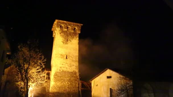 Unnesco Gürcistan Tarafından Korunan Mestia Eski Köyünün Görüntüleri — Stok video