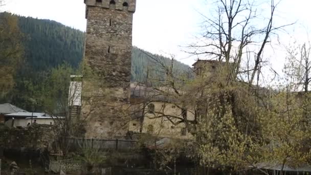 Záběr Staré Vesnice Mestia Chráněná Unnesco Gruzie — Stock video