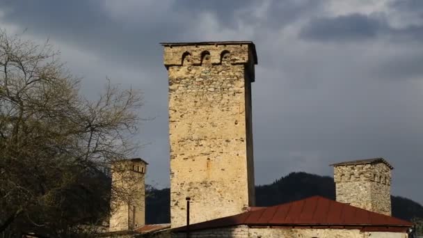 Zdjęcia Mestii Starej Wioski Chronionej Przez Unnesco Gruzja — Wideo stockowe