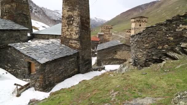 Záběr Staré Vesnice Mestia Chráněná Unnesco Gruzie — Stock video