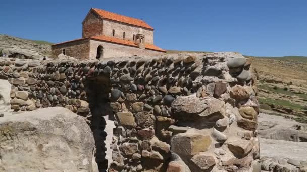 Orang Orang Berjalan Kota Kuno Yang Dipahat Batu Uplistsikhe Georgia — Stok Video