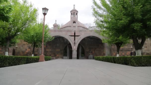 Turisti Visita Echmiadzin Tempio Antico Cristiano Più Antico Armenia — Video Stock