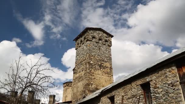 Felvételeket Mestia Old Village Védi Unnesco Grúzia — Stock videók