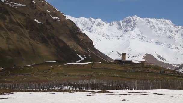 Filmaufnahmen Von Mestia Altem Dorf Geschützt Durch Unnesco Georgia — Stockvideo