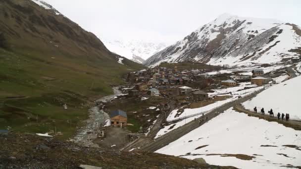 Filmaufnahmen Von Mestia Altem Dorf Geschützt Durch Unnesco Georgia — Stockvideo