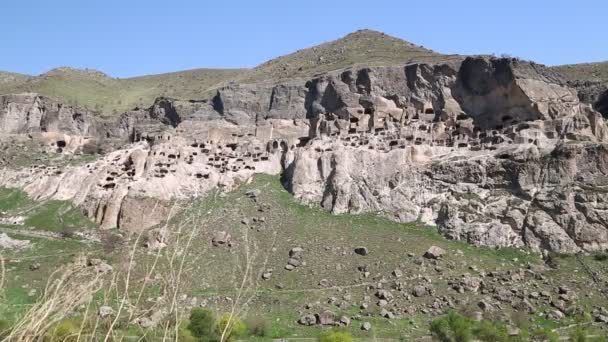 Záběry Jeskynního Města Vykopané Skalách Vardzia Georgia — Stock video