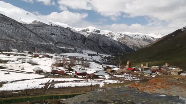 Beelden Van Mestia Old Village Beschermd Door Unnesco Georgië — Stockvideo