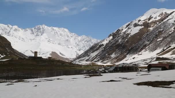 Beelden Van Mestia Old Village Beschermd Door Unnesco Georgië — Stockvideo