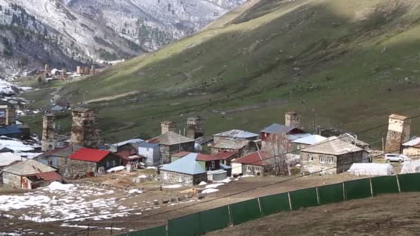 Footage Mestia Old Village Protected Unnesco Georgia — Stock Video