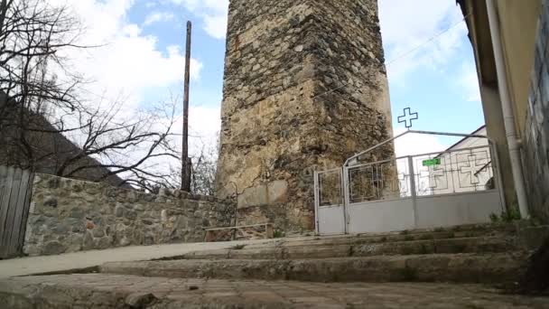 Beelden Van Mestia Old Village Beschermd Door Unnesco Georgië — Stockvideo