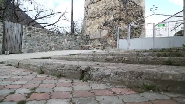 Filmagem Antiga Aldeia Mestia Protegida Pela Unnesco Geórgia — Vídeo de Stock