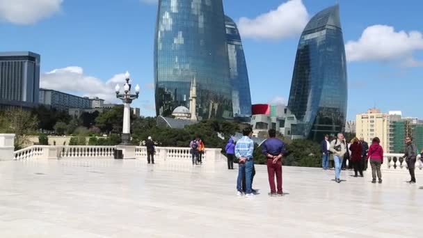 Footage Beautiful Baku City Sunny Day Azerbaijan — Stock Video