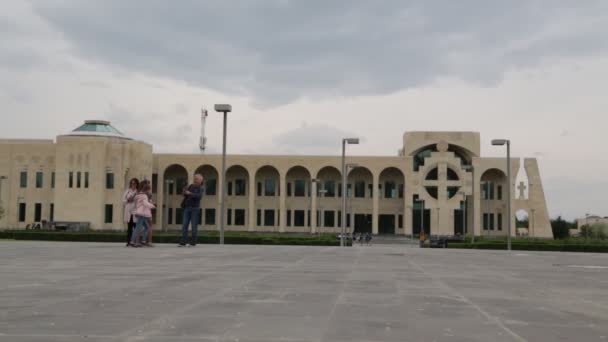 Beelden Van Oude Gebouw Historische Site Beschermen Door Unesco Echmiadzin — Stockvideo