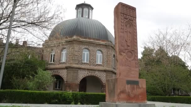 Beelden Van Oude Gebouw Historische Site Beschermen Door Unesco Echmiadzin — Stockvideo