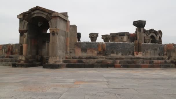 Ermenistan Daki Antik Zvartnots Katedrali — Stok video