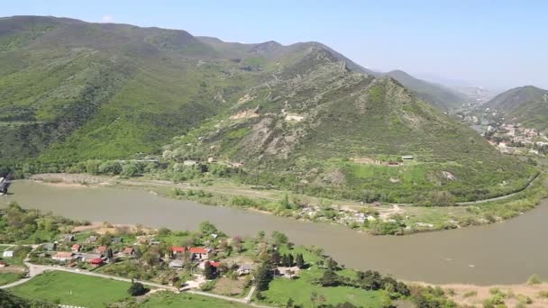 Beautiful Aerial View Mtskheta River Georgia — Stock Video