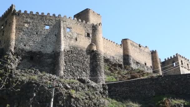 Viejo Castillo Montaña Khertvisi Georgia — Vídeo de stock