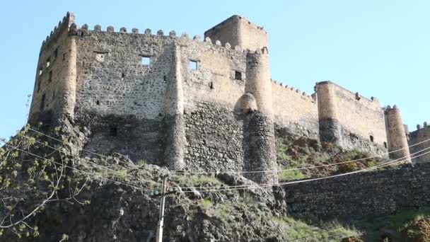 Alte Burg Auf Dem Berg Chertvisi Georgien — Stockvideo