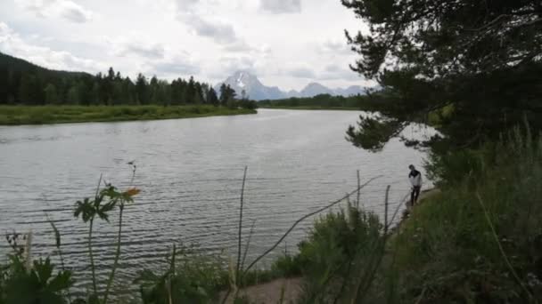 Γραφικό Υλικό Από Λίμνη Στο Εθνικό Πάρκο Grand Teton — Αρχείο Βίντεο