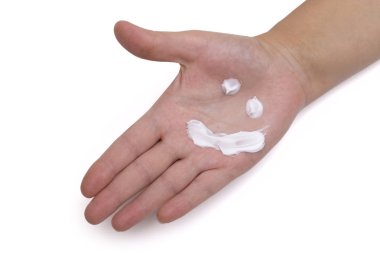 Beyaz arka plan üzerinde el kremi