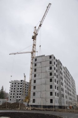 Beyaz arka plan üzerinde inşaat vinç