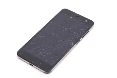 Beyaz arka plan üzerinde kırık telefon