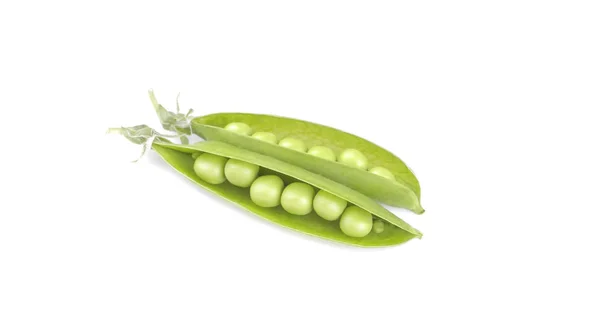 Green Fresh Peas Pod White Background Isolated — Stock Photo, Image