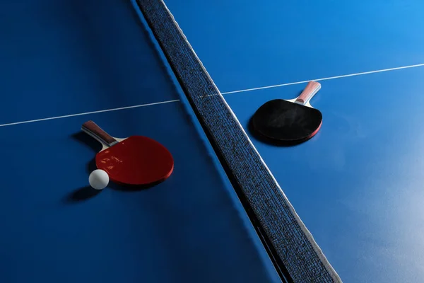 Ping Pong Akcesoria Dla Rakieta Tenis Stołowy Piłka Niebieski Ponga — Zdjęcie stockowe