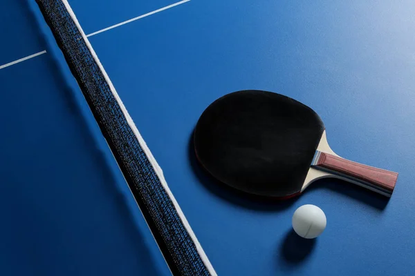 Ping Pong Akcesoria Dla Rakieta Tenis Stołowy Piłka Niebieski Ponga — Zdjęcie stockowe