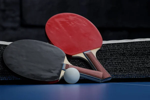 Ping Pong Akcesoria Dla Rakieta Tenis Stołowy Piłka Niebieski Ponga — Zdjęcie stockowe