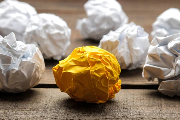 Concept creative idea. concept of creative idea. Balls of crumpled paper. metaphor, inspiration.